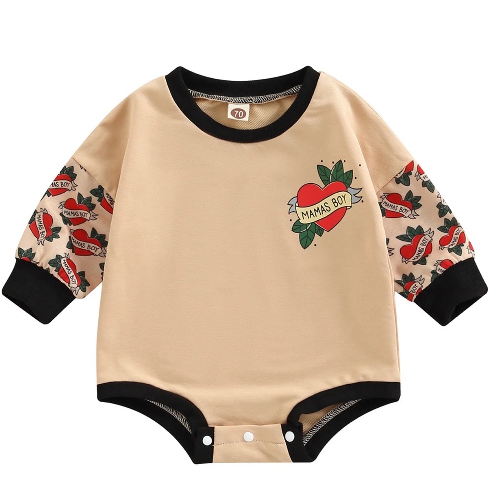 Mama’s Boy Beige One Piece romper
